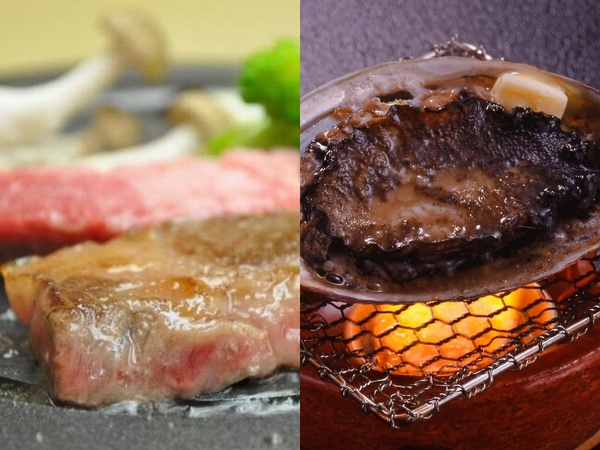 ブランド黒毛和牛の始祖「鳥取和牛」と新鮮なアワビをお楽しみください。
